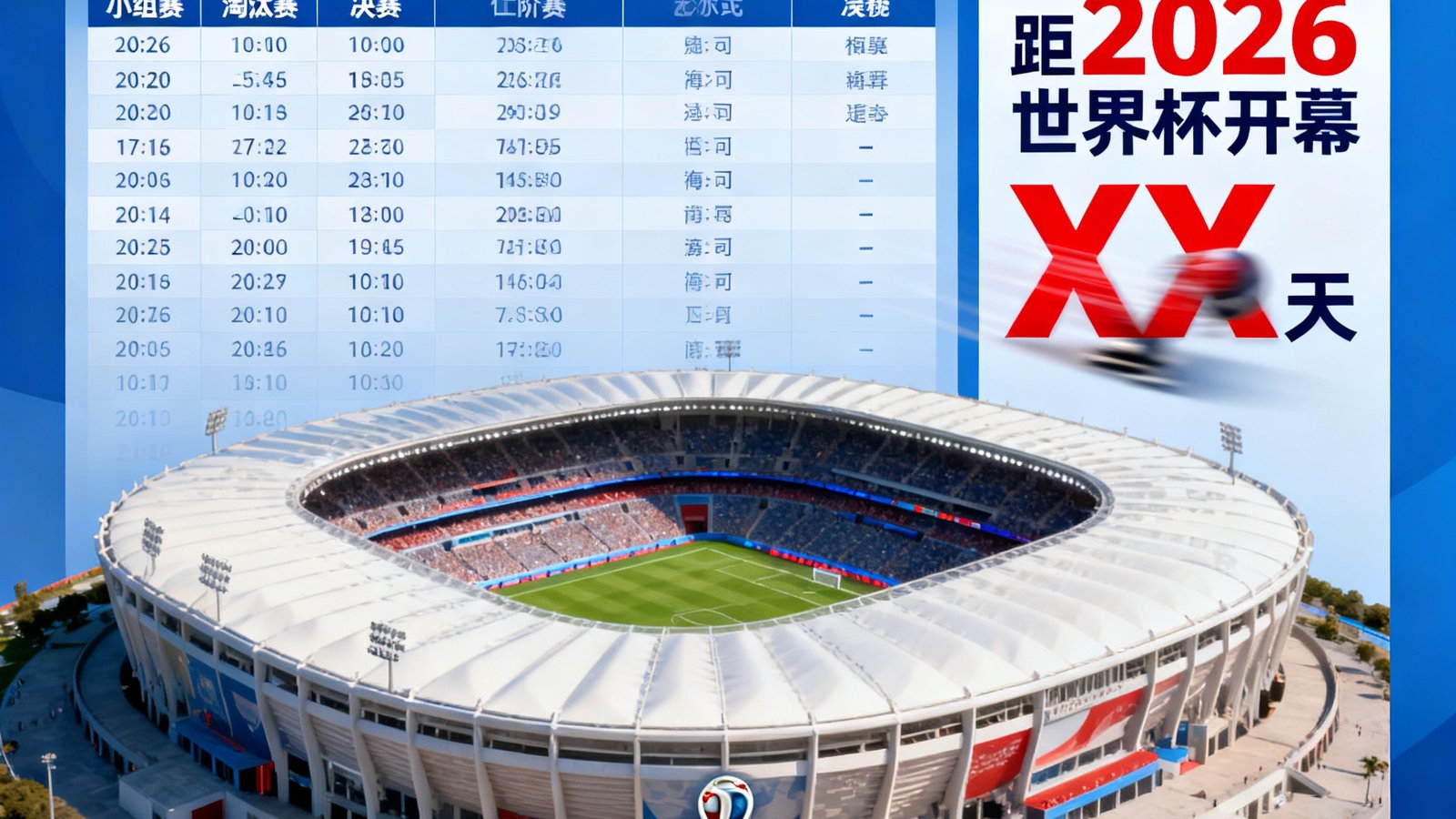 2026世界杯赛程表英雄区展示球场与倒计时